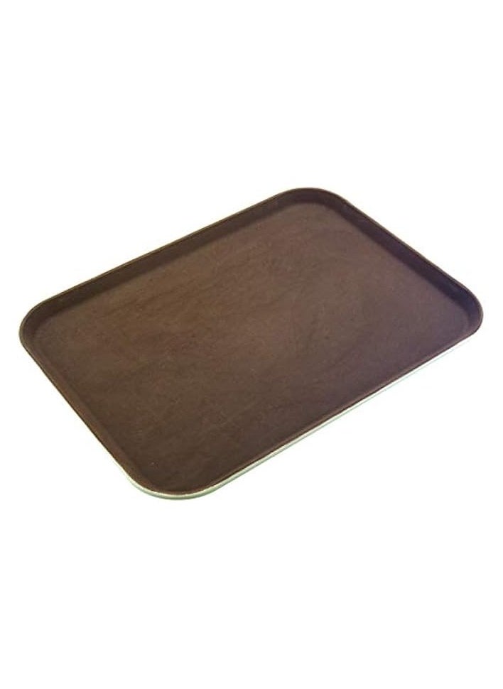 Rectangular Non-Slip Tray With Rubber Surface And Pp Bottom - Brown 37.5X50Cm