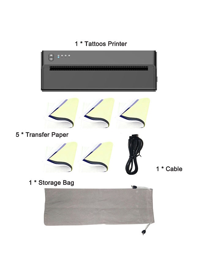 USB+BT Tattoos Printer Thermal Tattoos Pattern Stencil Machine APP One-click Printing Compatible with Computers Cellphones and PC Tablets System