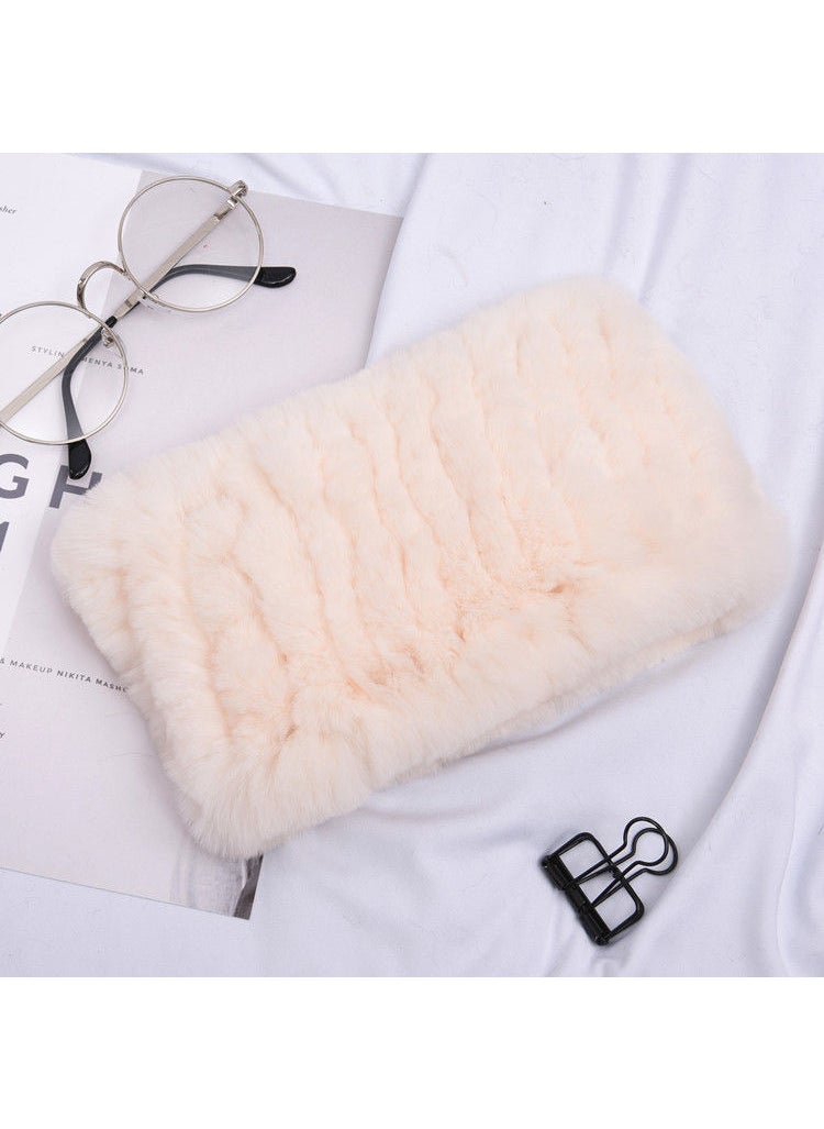 Ultra-Soft Genuine Rex Rabbit Fur ScarfCreamy-white Creamy-white