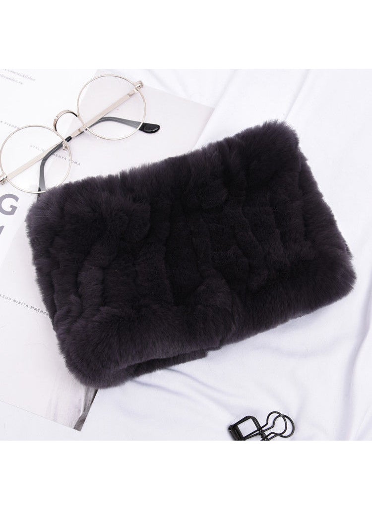 Ultra-Soft Genuine Rex Rabbit Fur ScarfDark gray Dark gray