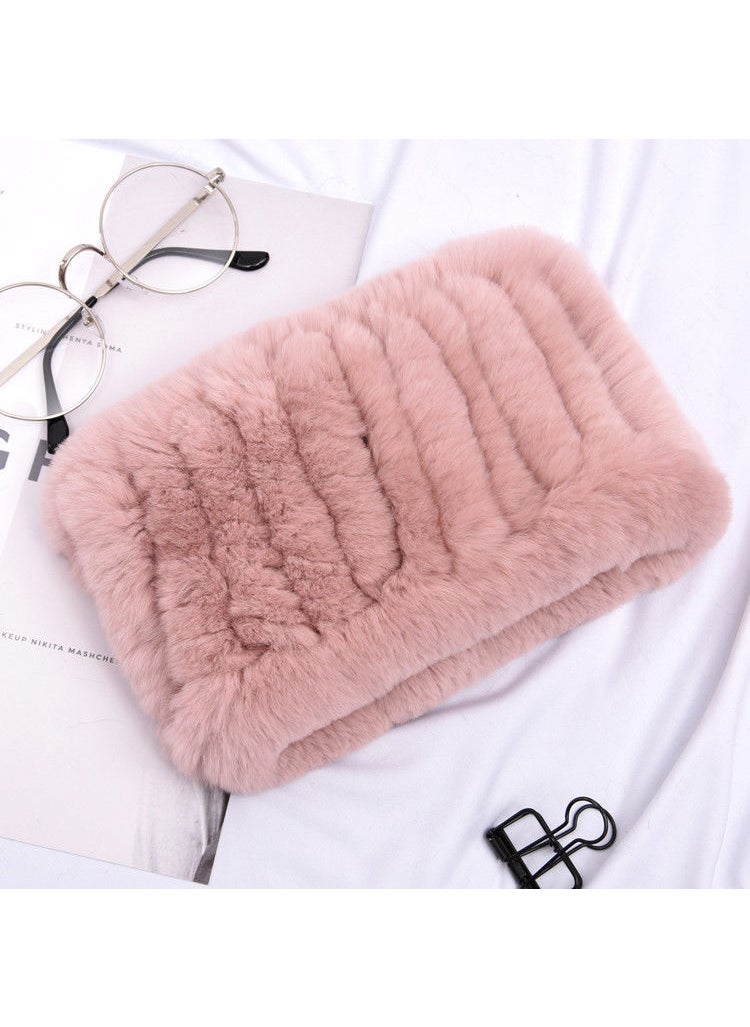 Ultra-Soft Genuine Rex Rabbit Fur ScarfMilk tea color Milk tea color