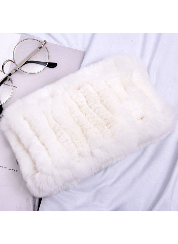 Ultra-Soft Genuine Rex Rabbit Fur ScarfWhite White