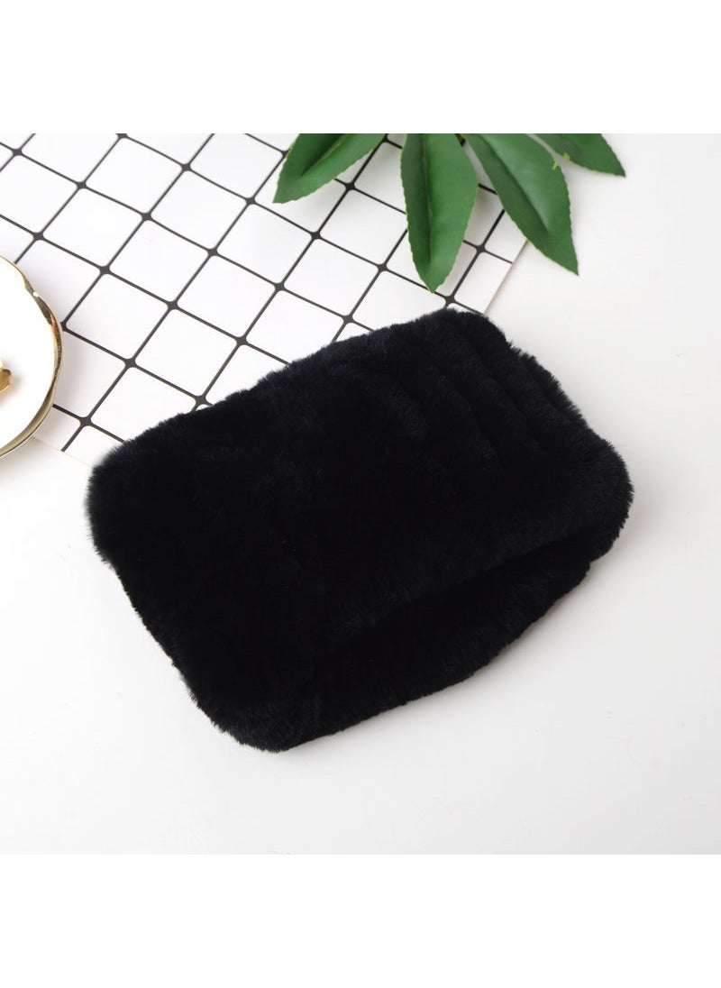 Ultra-Soft Genuine Rex Rabbit Fur ScarfBlack Black