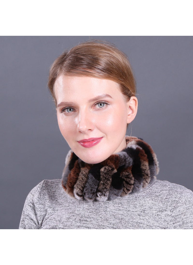 Elastic Knitted Rabbit Fur Snood Autumn Winter Warm ScarfColor 13 Color 13