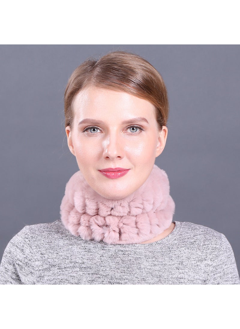 Elastic Knitted Rabbit Fur Snood Autumn Winter Warm ScarfColor 6 Color 6