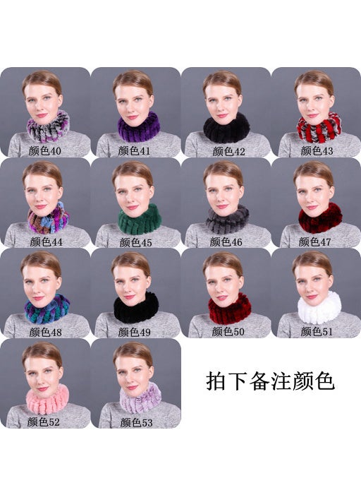 Elastic Knitted Rabbit Fur Snood Autumn Winter Warm ScarfRemarks Color 40-53 Remarks Color 40-53