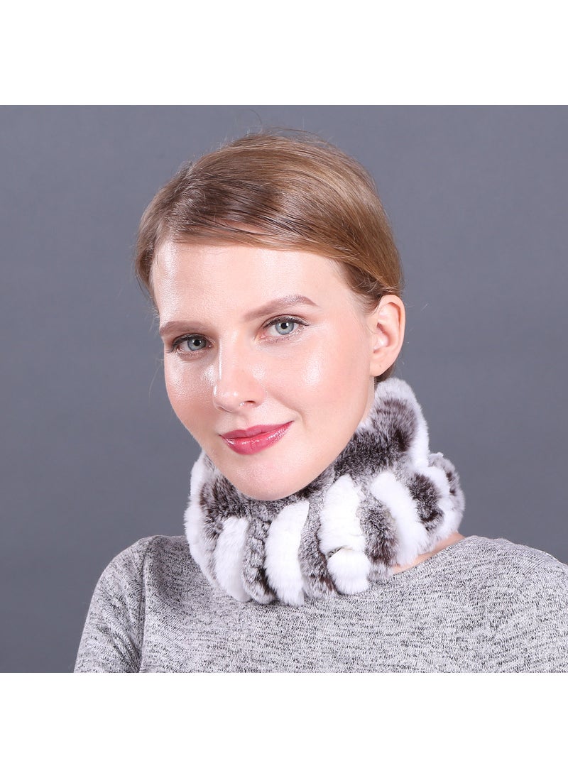 Elastic Knitted Rabbit Fur Snood Autumn Winter Warm ScarfColor 7 Color 7