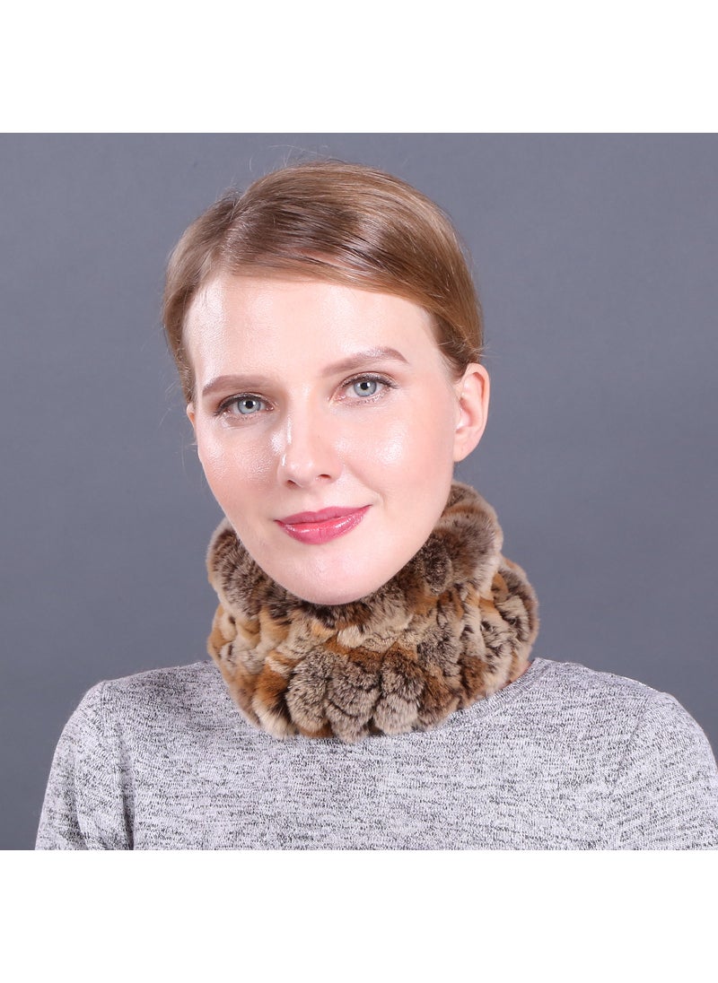 Elastic Knitted Rabbit Fur Snood Autumn Winter Warm ScarfColor 24 Color 24