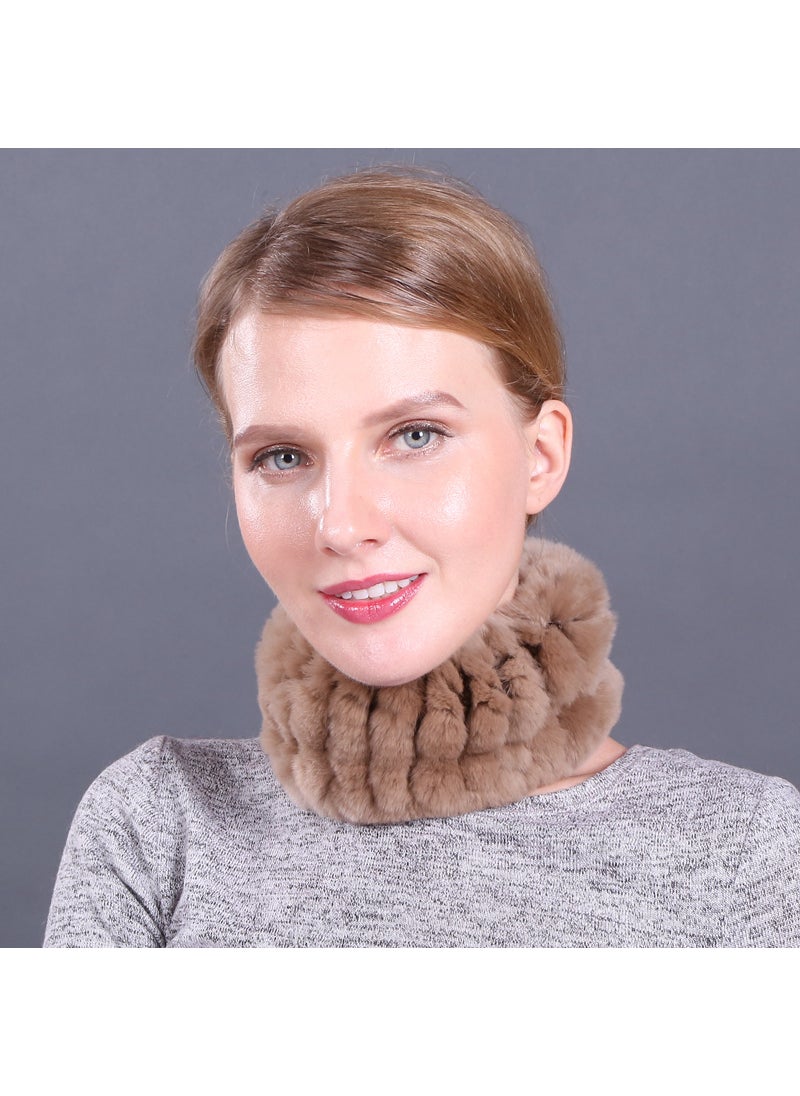 Elastic Knitted Rabbit Fur Snood Autumn Winter Warm ScarfColor 14 Color 14