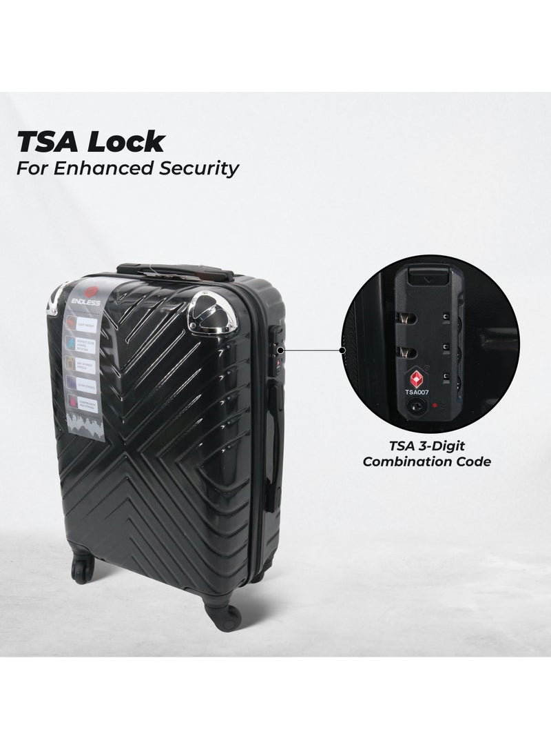 Set Of 2 Luggage Trolleys - 55cm (Cabin) & 65cm (Check-In) Hardsided Suitcase With In-Built TSA Lock and Spinner Wheels | Material: Polycarbonate + ABS | Carry on Luggage