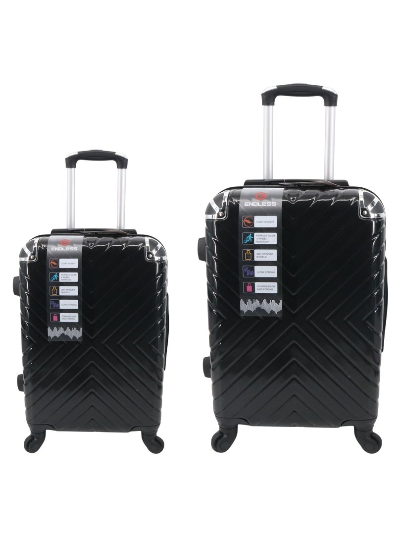 Set Of 2 Luggage Trolleys - 55cm (Cabin) & 65cm (Check-In) Hardsided Suitcase With In-Built TSA Lock and Spinner Wheels | Material: Polycarbonate + ABS | Carry on Luggage