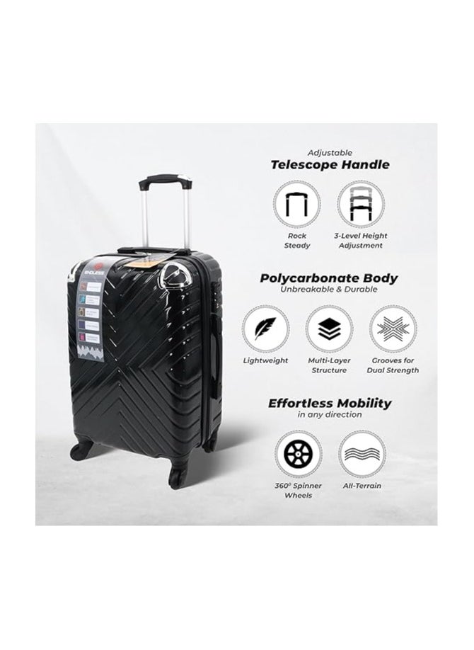 Set Of 2 Luggage Trolleys - 55cm (Cabin) & 75cm (Check-In) Hardsided Suitcase With In-Built TSA Lock & Spinner Wheels | Polycarbonate + ABS | Carry On Luggage