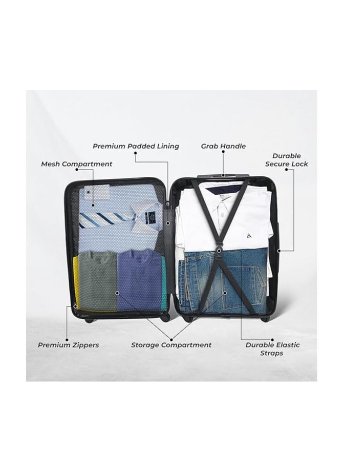 Set Of 2 Luggage Trolleys - 55cm (Cabin) & 75cm (Check-In) Hardsided Suitcase With In-Built TSA Lock & Spinner Wheels | Polycarbonate + ABS | Carry On Luggage