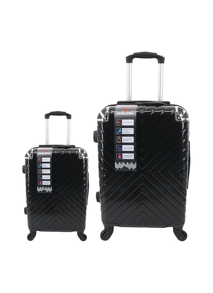 Set Of 2 Luggage Trolleys - 55cm (Cabin) & 75cm (Check-In) Hardsided Suitcase With In-Built TSA Lock & Spinner Wheels | Polycarbonate + ABS | Carry On Luggage