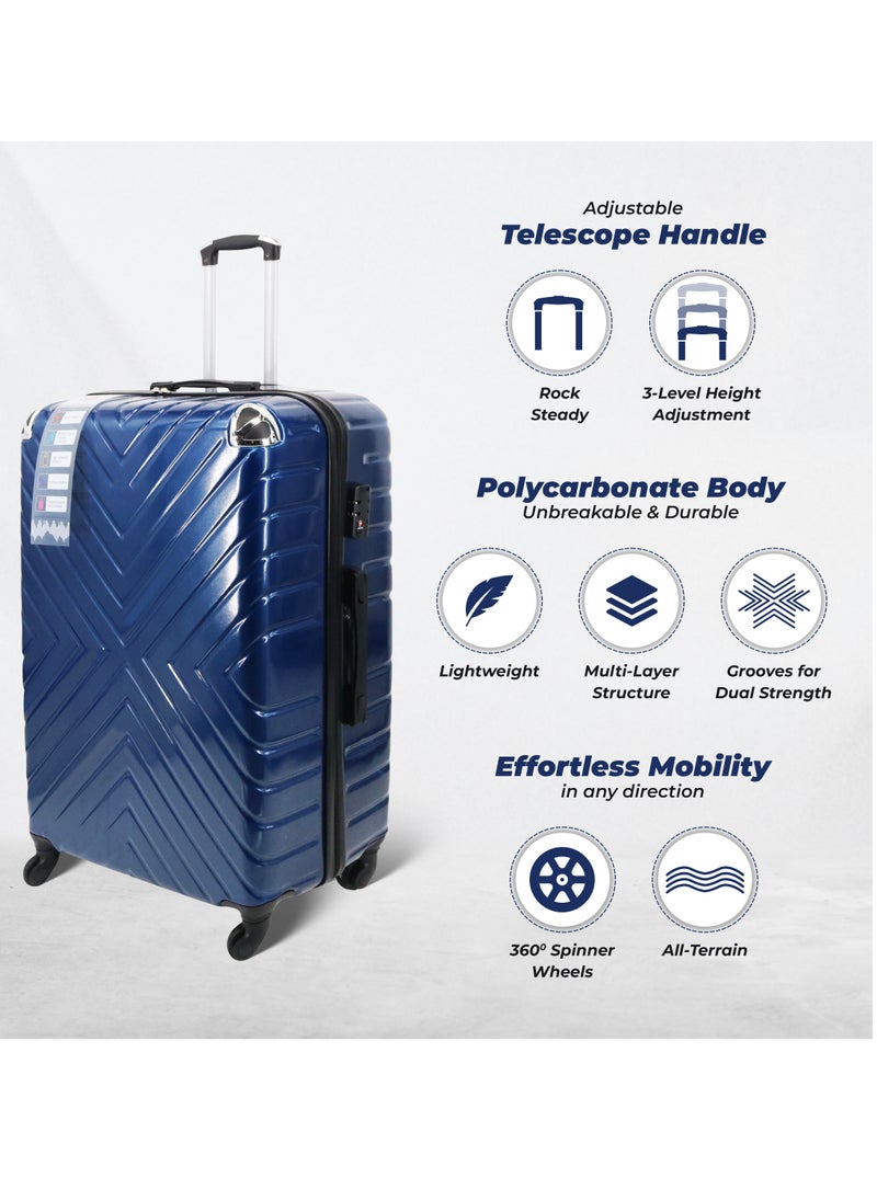 Set Of 2 Luggage Trolleys - 75cm & 65cm (Check-In) Hardsided Suitcase With In-Built TSA Lock and Spinner Wheels | Material: Polycarbonate + ABS | Carry on Luggage