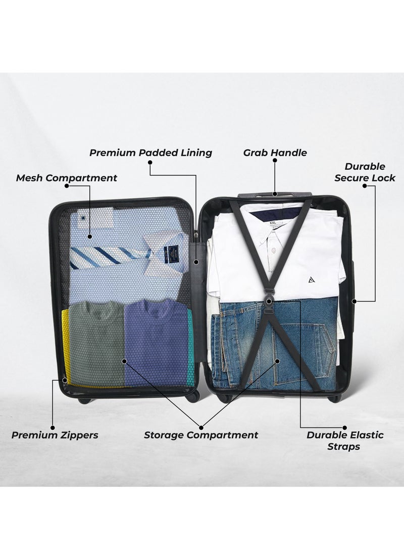 Set Of 2 Luggage Trolleys - 75cm & 65cm (Check-In) Hardsided Suitcase With In-Built TSA Lock and Spinner Wheels | Material: Polycarbonate + ABS | Carry on Luggage