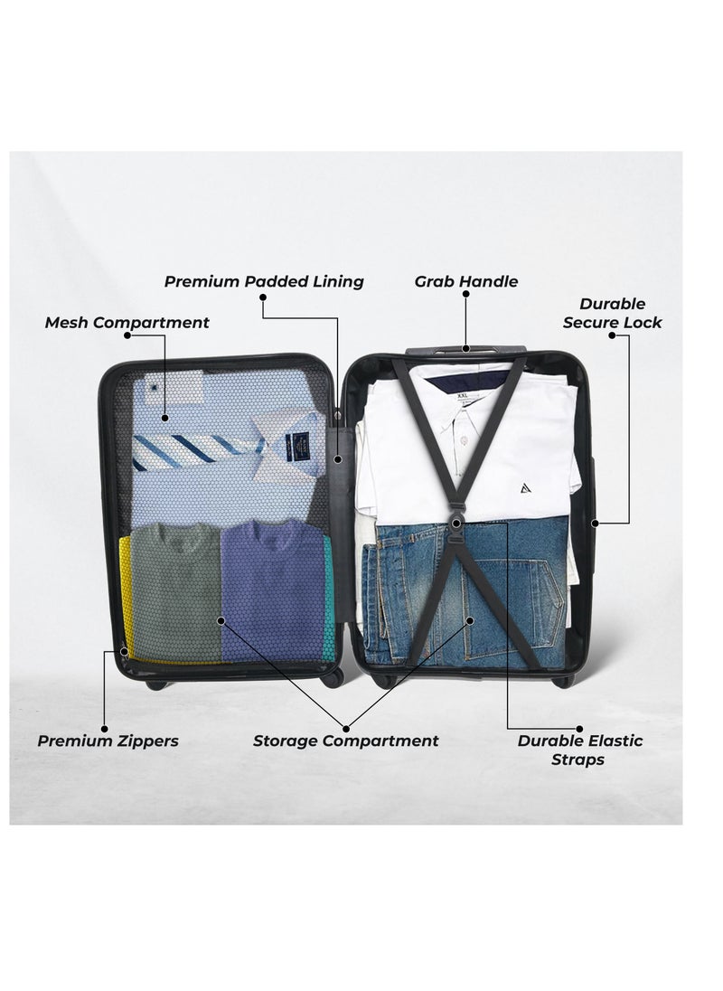 Set Of 2 Luggage Trolleys - 55cm (Cabin) & 75cm (Check-In) Hardsided Suitcase With In-Built TSA Lock and Spinner Wheels | Material: Polycarbonate + ABS | Carry on Luggage