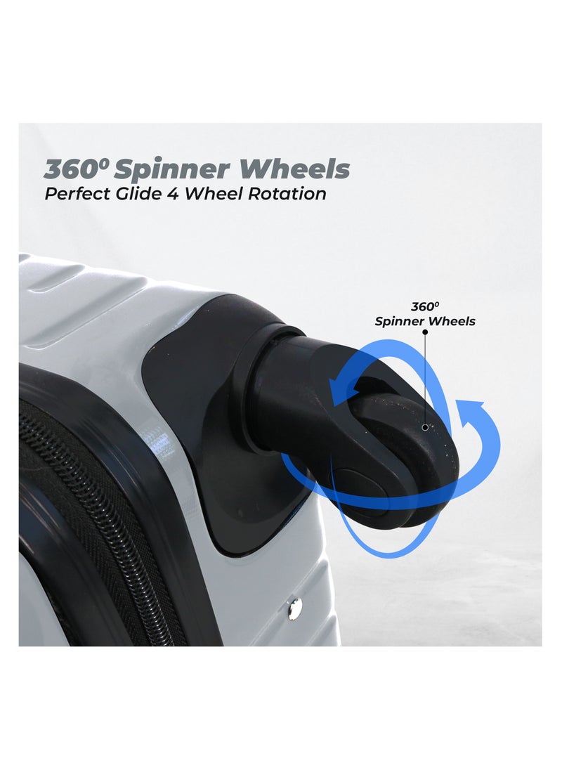 Set Of 2 Luggage Trolleys - 55cm (Cabin) & 65cm (Check-In) Hardsided Suitcase With In-Built TSA Lock and Spinner Wheels | Material: Polycarbonate + ABS | Carry on Luggage