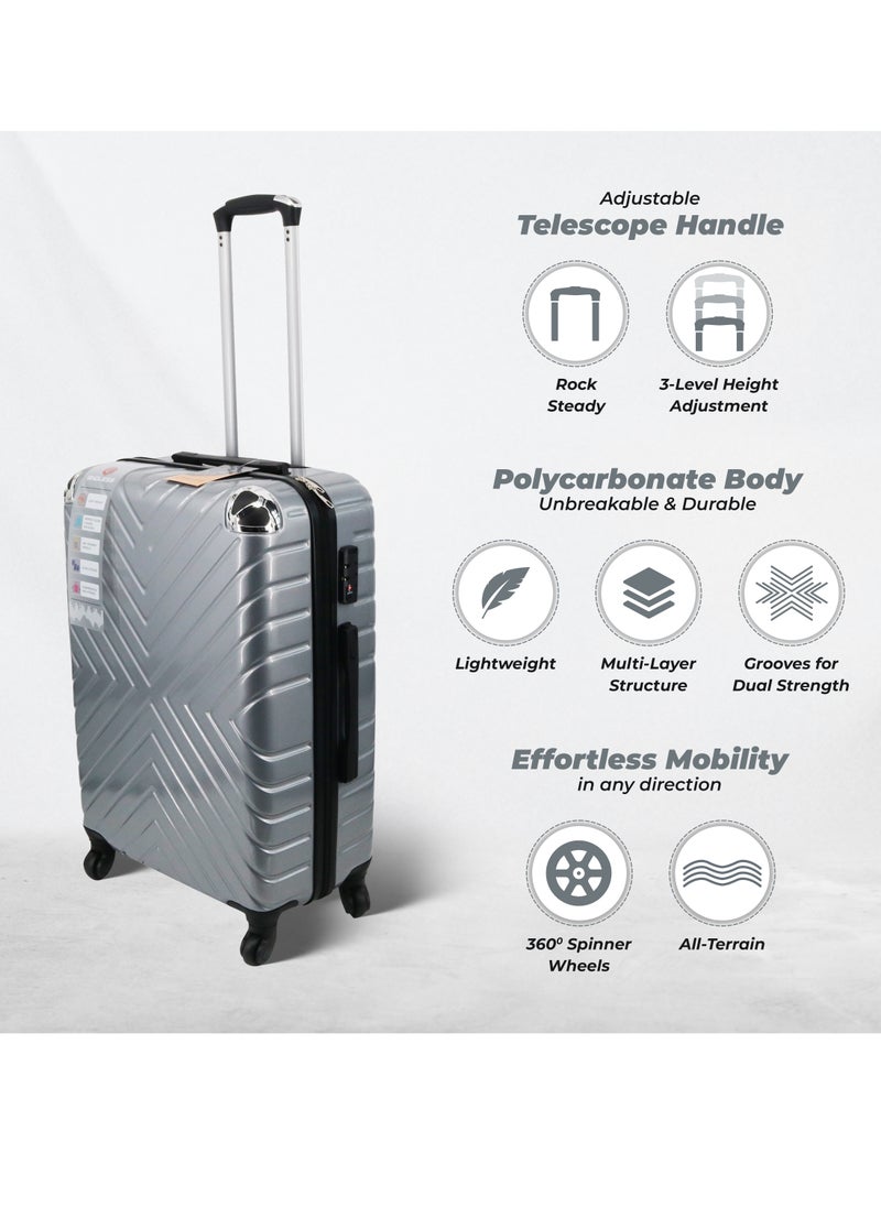 Set Of 2 Luggage Trolleys - 55cm (Cabin) & 65cm (Check-In) Hardsided Suitcase With In-Built TSA Lock and Spinner Wheels | Material: Polycarbonate + ABS | Carry on Luggage