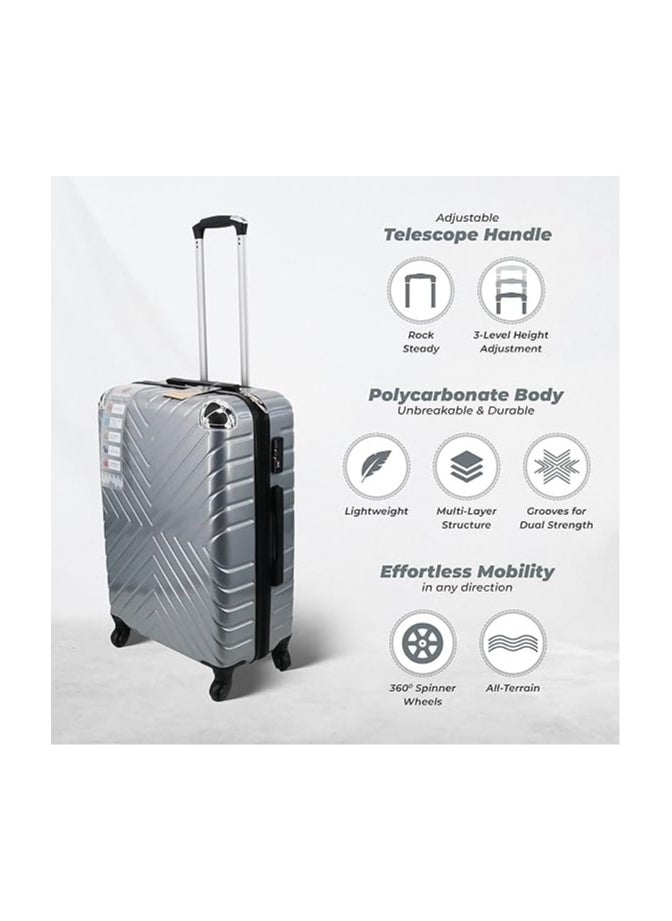 Set Of 2 Luggage Trolleys - 55cm (Cabin) & 75cm (Check-In) Hardsided Suitcase With In-Built TSA Lock & Spinner Wheels | Polycarbonate + ABS | Carry On Luggage