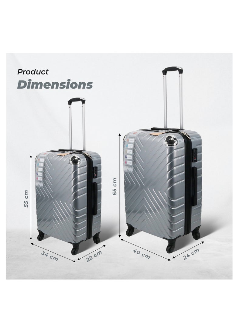 Set Of 2 Luggage Trolleys - 75cm & 65cm (Check-In) Hardsided Suitcase With In-Built TSA Lock and Spinner Wheels | Material: Polycarbonate + ABS | Carry on Luggage