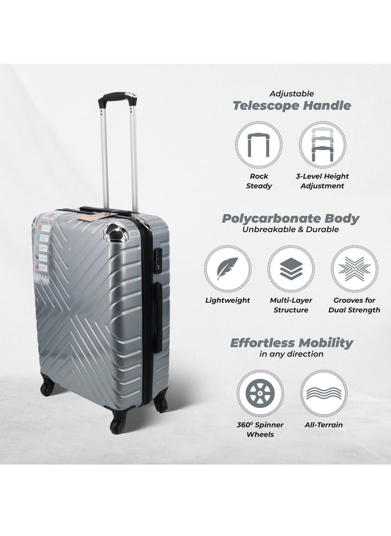 Set Of 2 Luggage Trolleys - 75cm & 65cm (Check-In) Hardsided Suitcase With In-Built TSA Lock and Spinner Wheels | Material: Polycarbonate + ABS | Carry on Luggage