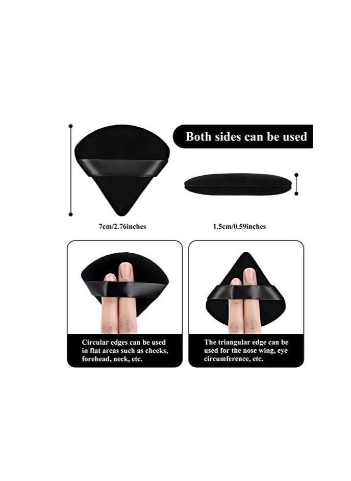 12 Pieces Triangle Powder Puff Face Cosmetic Makeup Puff for Loose Powder Soft Body Washable Reusable Foundation Sponge Mineral Powder Wet Dry Makeup Tool(Black,Small)