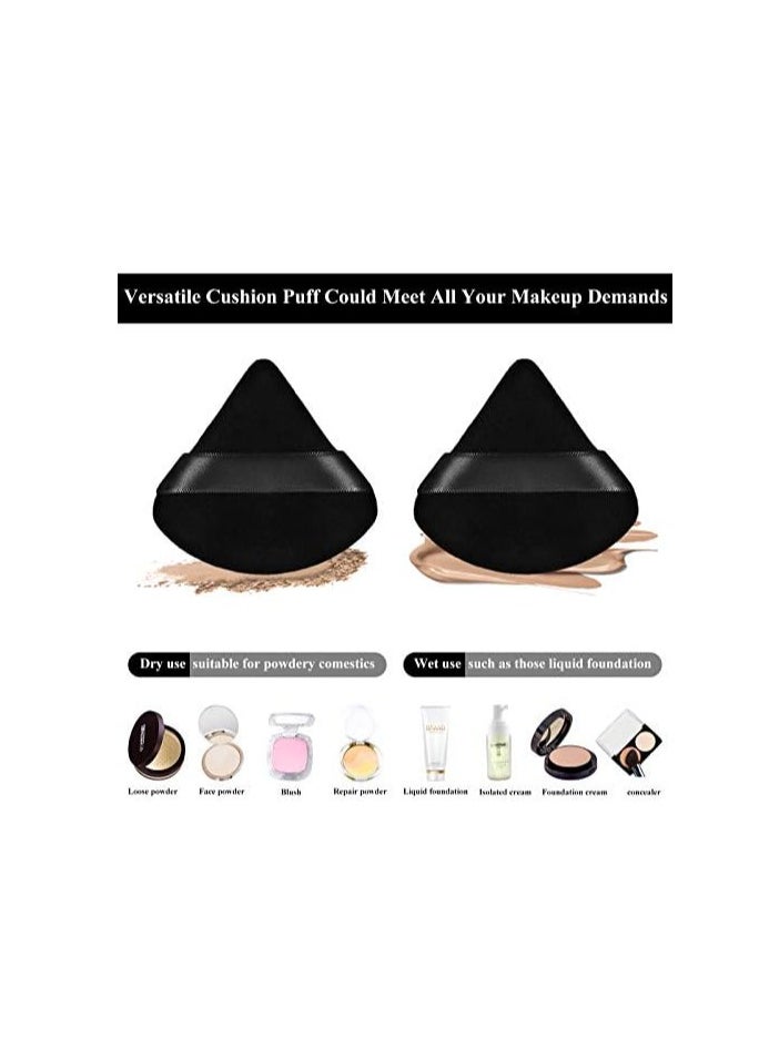 12 Pieces Triangle Powder Puff Face Cosmetic Makeup Puff for Loose Powder Soft Body Washable Reusable Foundation Sponge Mineral Powder Wet Dry Makeup Tool(Black,Small)