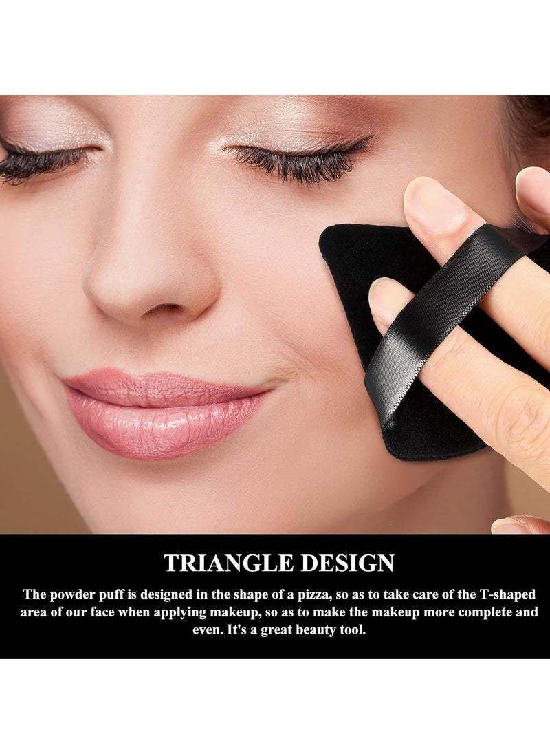 12 Pieces Triangle Powder Puff Face Cosmetic Makeup Puff for Loose Powder Soft Body Washable Reusable Foundation Sponge Mineral Powder Wet Dry Makeup Tool(Black,Small)