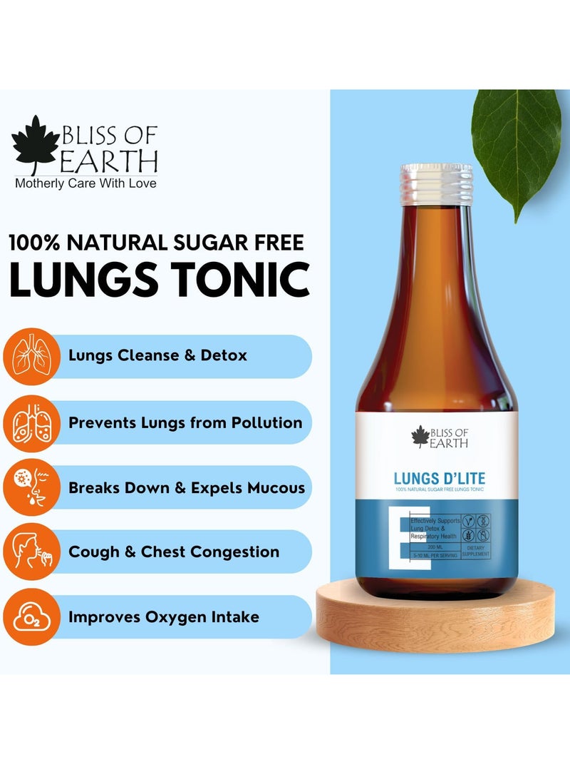 Lungs Detox Natural Sugar Free Lungs Supplement For Tar & Pollution Detox Healthy Lungs Cleanse & Detox Syrup 200ml Pack of 2