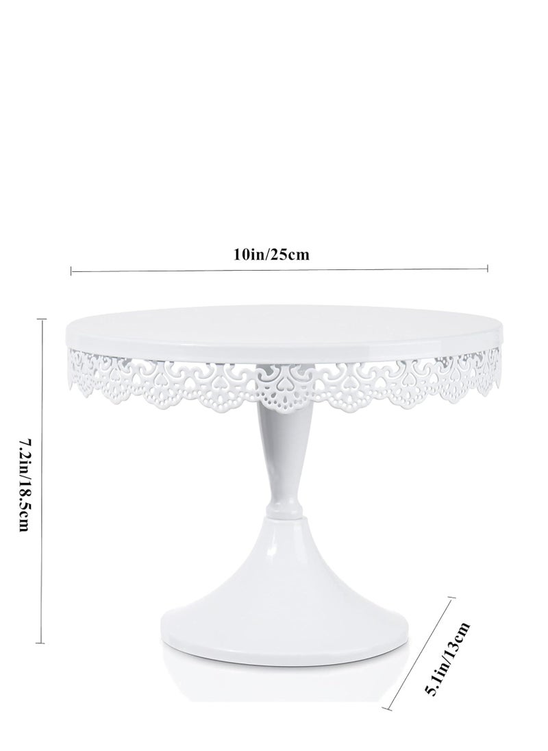 White Cake Stand 10in , Metal Dessert Display Stands Cupcake Holder, Decor for Wedding, Birthday, Party, Round
