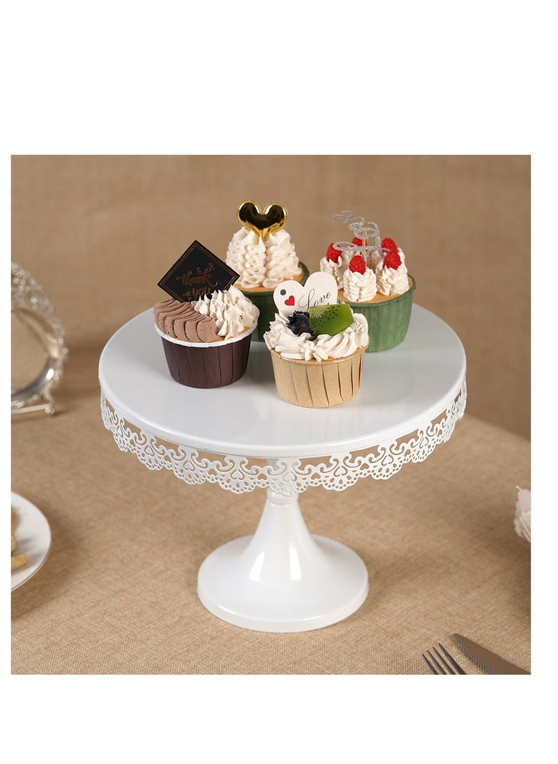 White Cake Stand 10in , Metal Dessert Display Stands Cupcake Holder, Decor for Wedding, Birthday, Party, Round