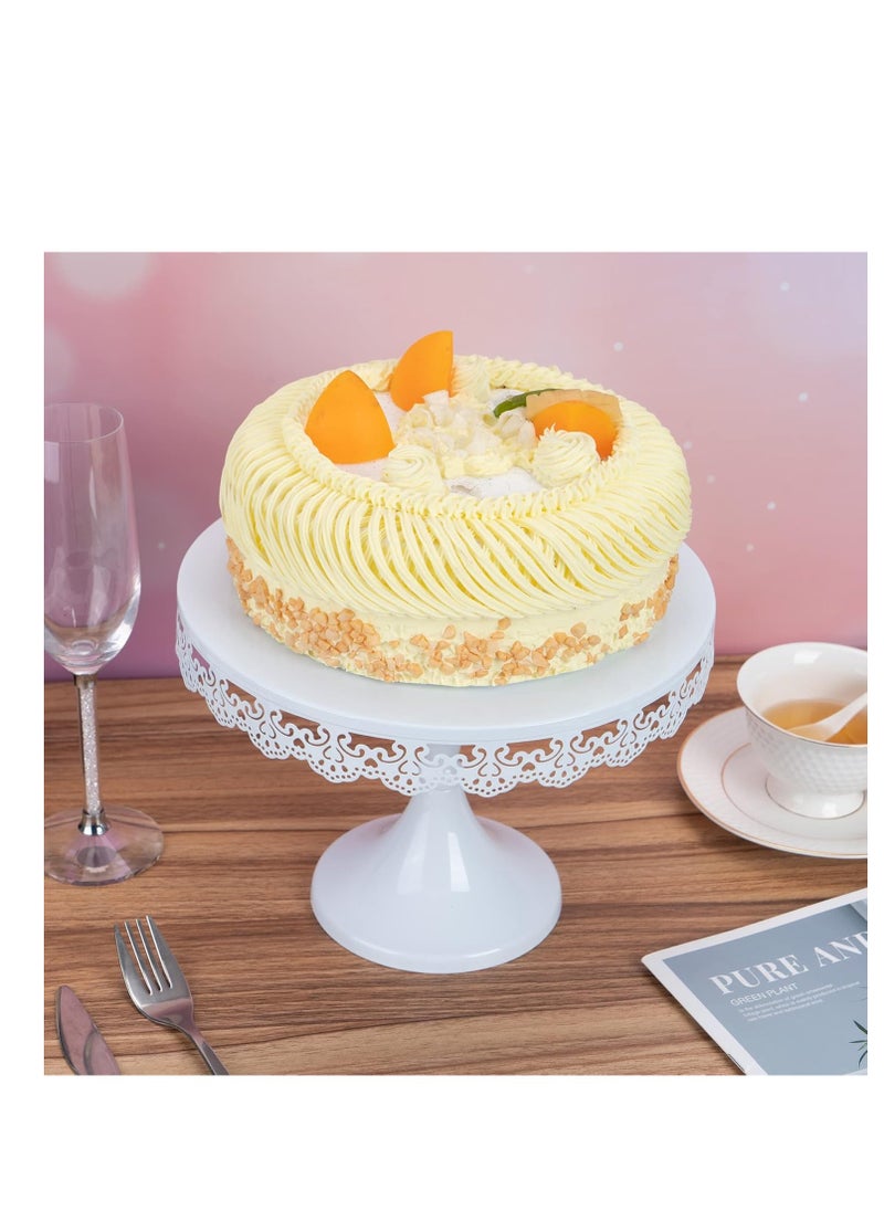 White Cake Stand 10in , Metal Dessert Display Stands Cupcake Holder, Decor for Wedding, Birthday, Party, Round