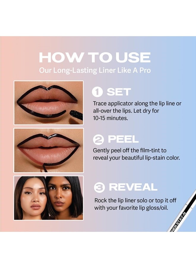 Lip Liner Stay-N - Peel Off Lip Liner Tattoo, Peel Off Lip Stain, Long Lasting Lip Stain Peel Off, Infused with Hyaluronic Acid & Vitamin E, For All Skin Types, Deep Bundle