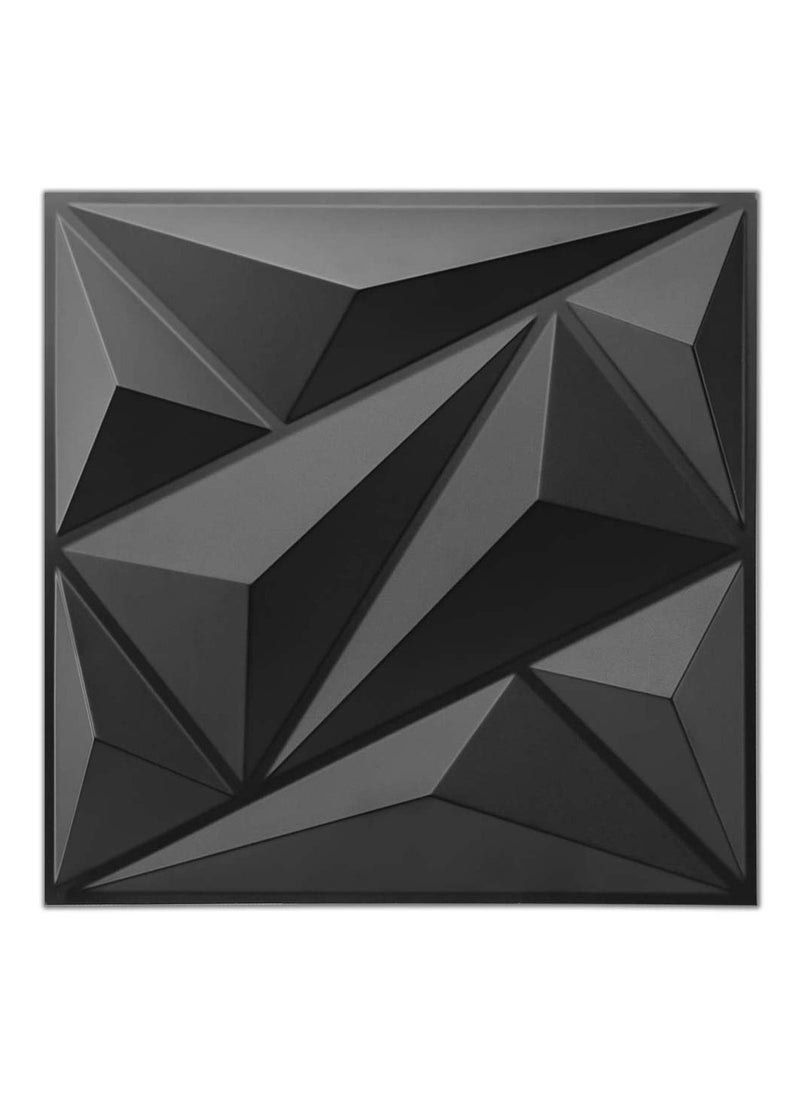 10Pcs Decorative 3D Wall Panels in Diamond Design 3D Wall Panel Diamond for Interior Wall Décor PVC Flower Textured Wall Panels for Living Room Lobby Bedroom Hotel Office Black 30 * 30cm