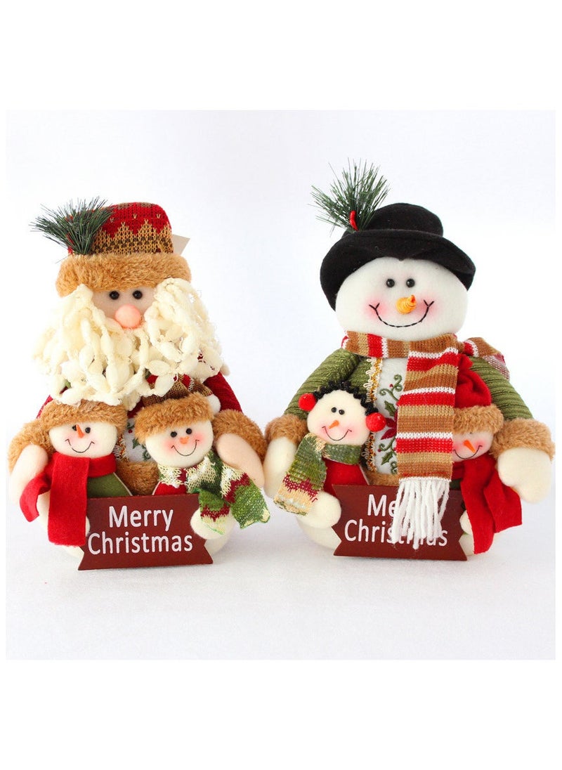 Christmas Sitting Santa Claus Snowman Reindeer Holiday Sitting Leg Figurines Long Legs Table Fireplace Decor Home Decoration Plush Home Indoor Party Accessories (2 Pack )