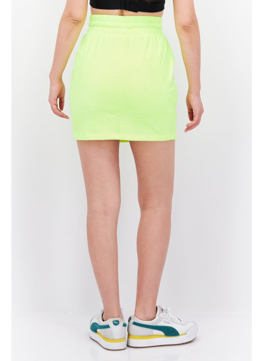 Women Sportswear Fit Drawstring Outdoor Skirt, Neon Yellow