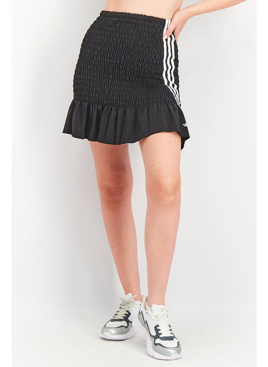 Women Sportswear Fit Shirred Mini Skirt, Black