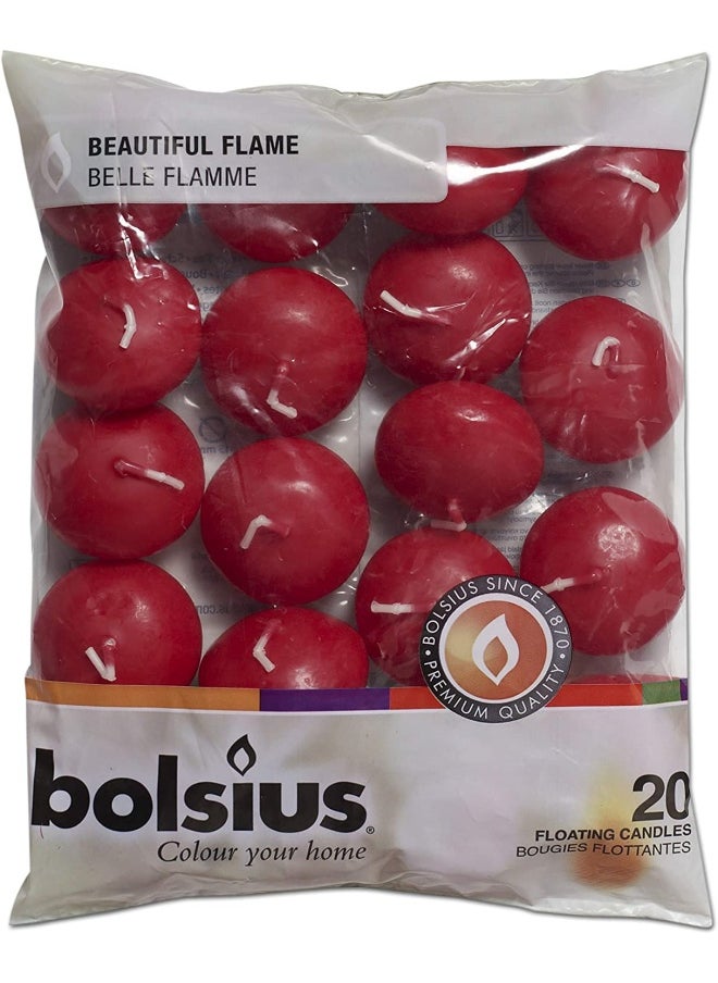 Bolsius Unscented 1.75  Floating Candles   Set of 20 Red Floating Candles   Cute and Elegant Burning Candles   Candles with Nice and Smooth Flame   Party Accessories