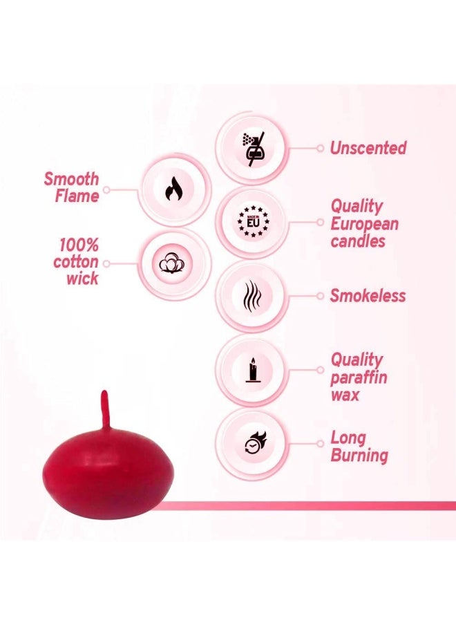 Bolsius Unscented 1.75  Floating Candles   Set of 20 Red Floating Candles   Cute and Elegant Burning Candles   Candles with Nice and Smooth Flame   Party Accessories