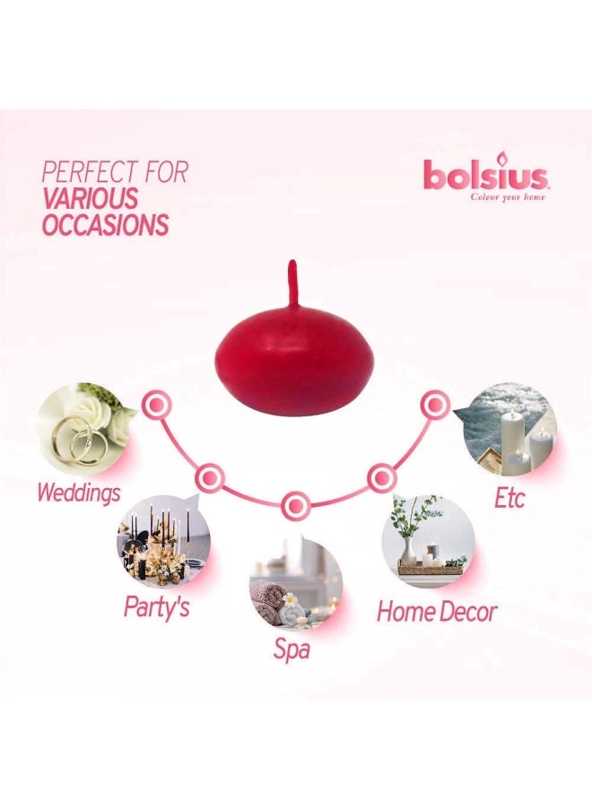 Bolsius Unscented 1.75  Floating Candles   Set of 20 Red Floating Candles   Cute and Elegant Burning Candles   Candles with Nice and Smooth Flame   Party Accessories