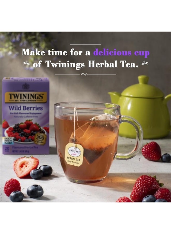 Wild Berries Tea - A Naturally Caffeine-Free Herbal Tea Bursting with Fresh & Uplifting Berry Tea Flavours, Individually Wrapped Tea Bags, 20 Count