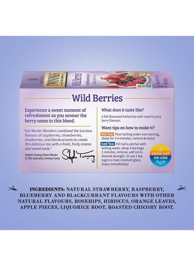 Wild Berries Tea - A Naturally Caffeine-Free Herbal Tea Bursting with Fresh & Uplifting Berry Tea Flavours, Individually Wrapped Tea Bags, 20 Count