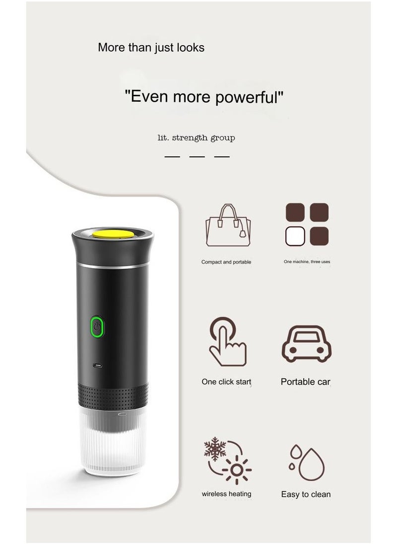 Portable Wireless Heater, Handheld portable fully automatic wireless car charging and heating outdoor Italian espresso capsule coffee powder coffee machine