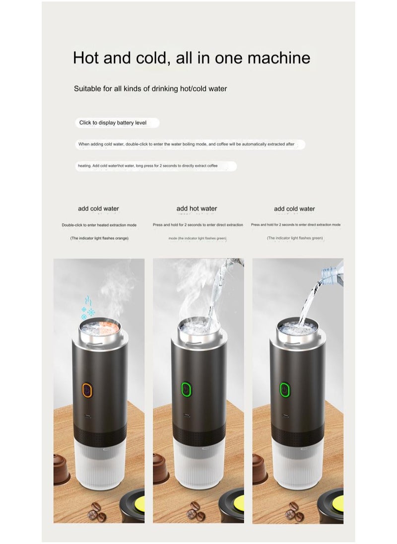 Portable Wireless Heater, Handheld portable fully automatic wireless car charging and heating outdoor Italian espresso capsule coffee powder coffee machine