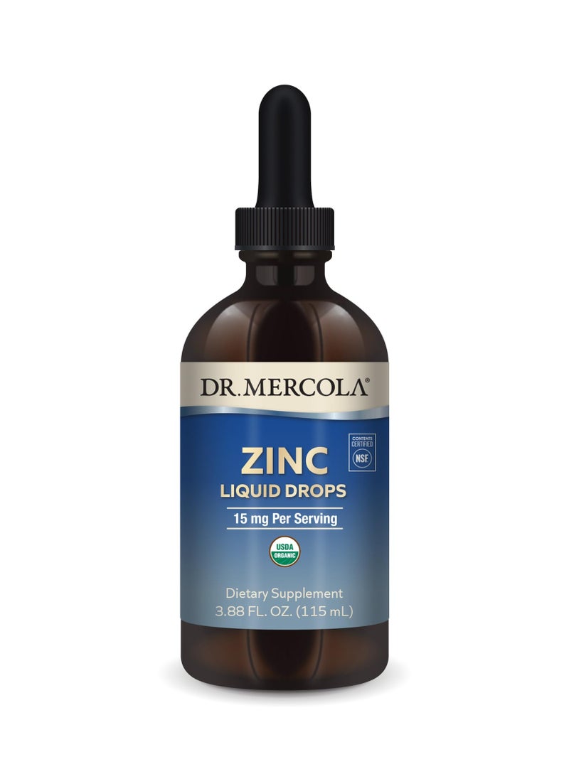 Zinc liquid drops 15 mg per serving, dietary supplement 3.88 fl. oz. (115 ml)