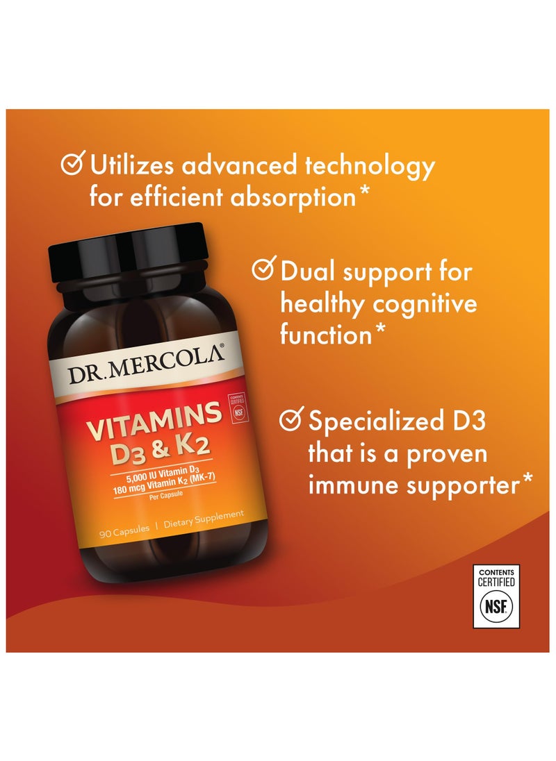 Vitamins d3 & k2 5,000 iu vitamin d3 180 mcg vitamin k2 (mk-7) per capsule 90 capsules | dietary supplement