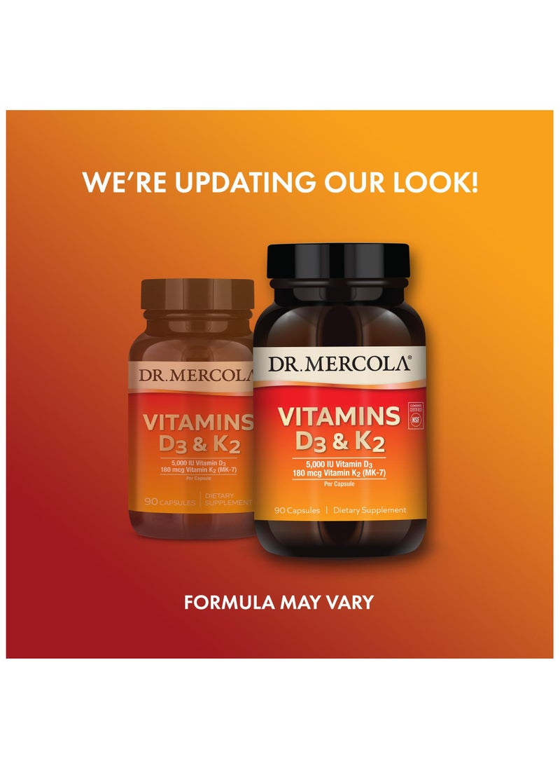 Vitamins d3 & k2 5,000 iu vitamin d3 180 mcg vitamin k2 (mk-7) per capsule 90 capsules | dietary supplement