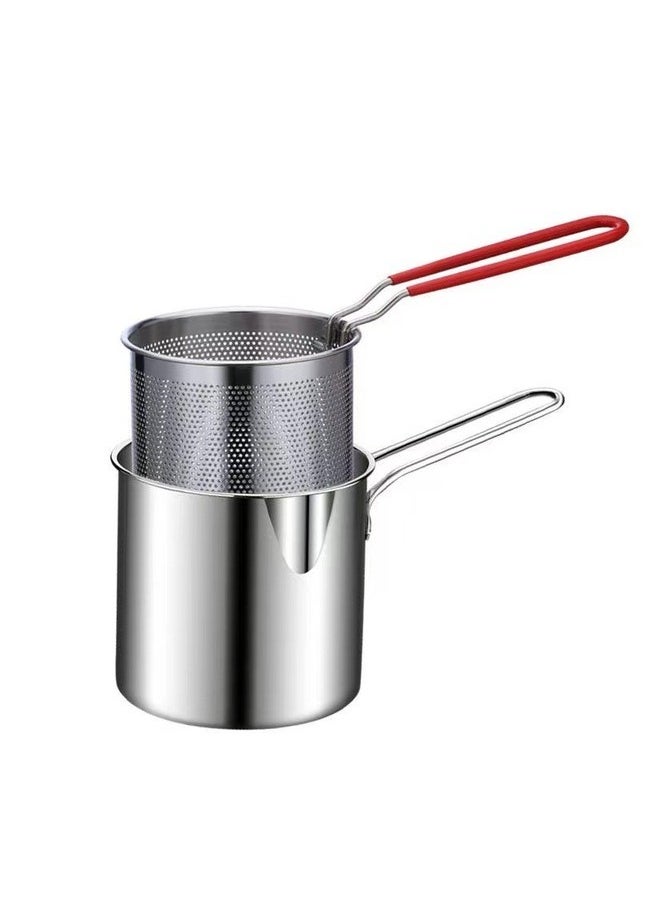 Stainless Steel Deep Frying Pot for Tempura and French Fries with Strainer Perfect for Chicken and Fried Foods