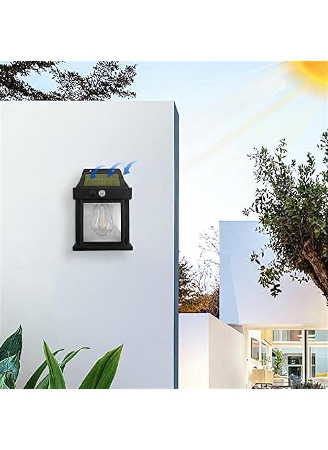 Solar Outdoor Wall Lights, Solar Porch Lights Motion Sensor Waterproof Wall Lanterns, Wireless Dusk to Dawn Porch Lights Fixture, for Yard Deck Garden Garage Walkway Porch